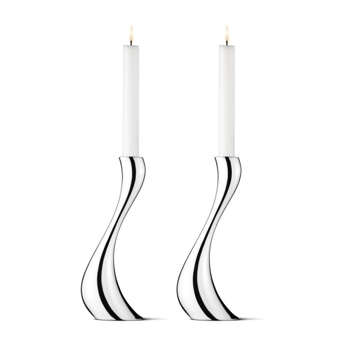 Georg Jensen Cobra Lysestake 2-pak 24 Cm -  Lysestaker Rustfritt St&aring;l Silver - 3586695