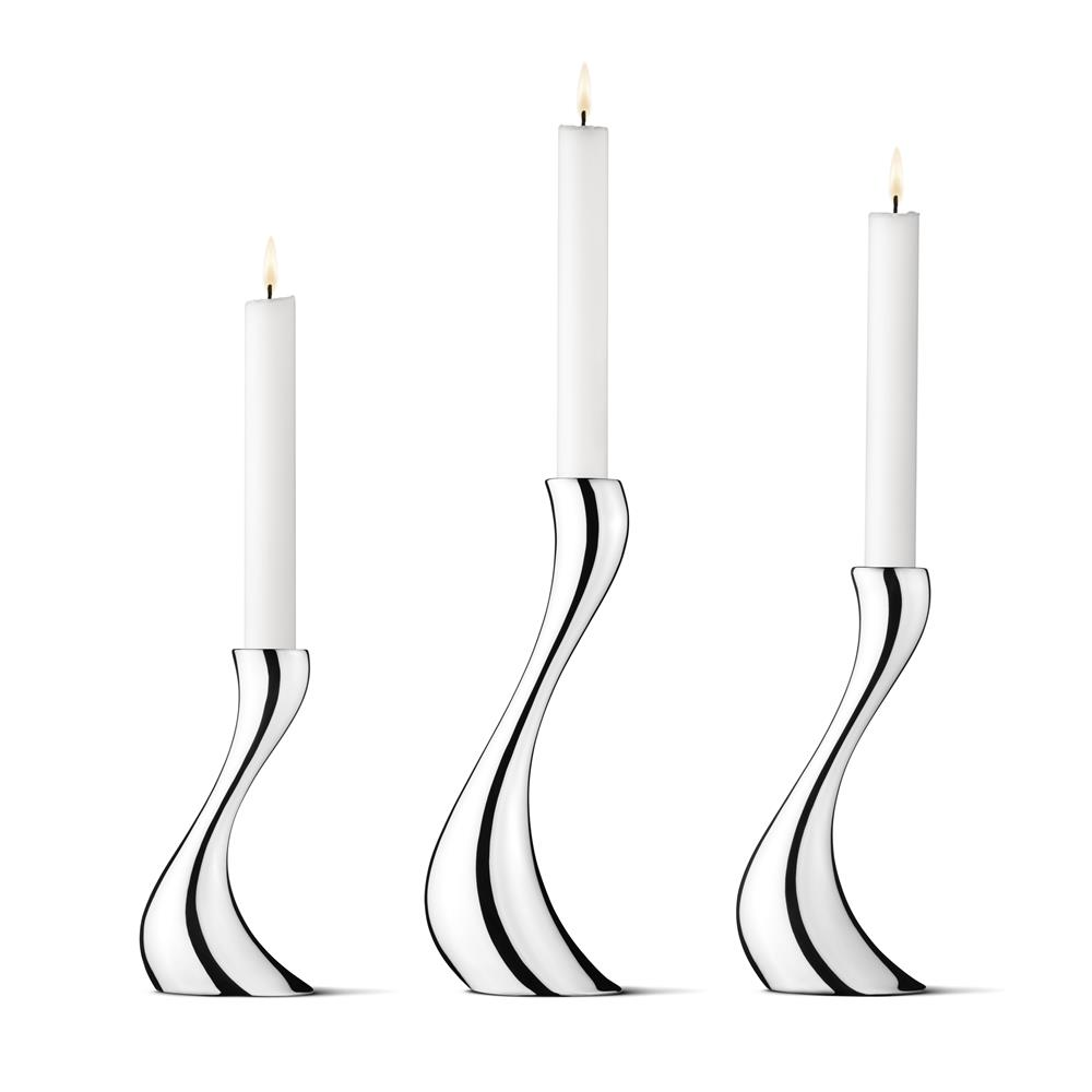 Georg Jensen Cobra Sett 3-pk Uten Stearinlys -  Lysestaker Rustfritt st&aring;l - 3586624