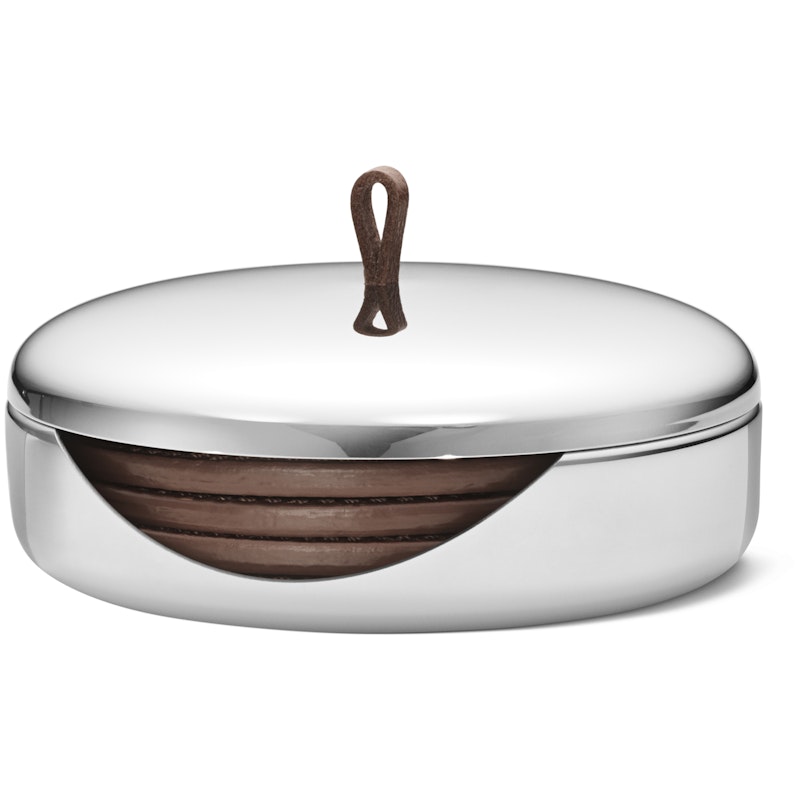 Sky Glassunderlegg 4 Deler, Skinn / Rustfritt Stål