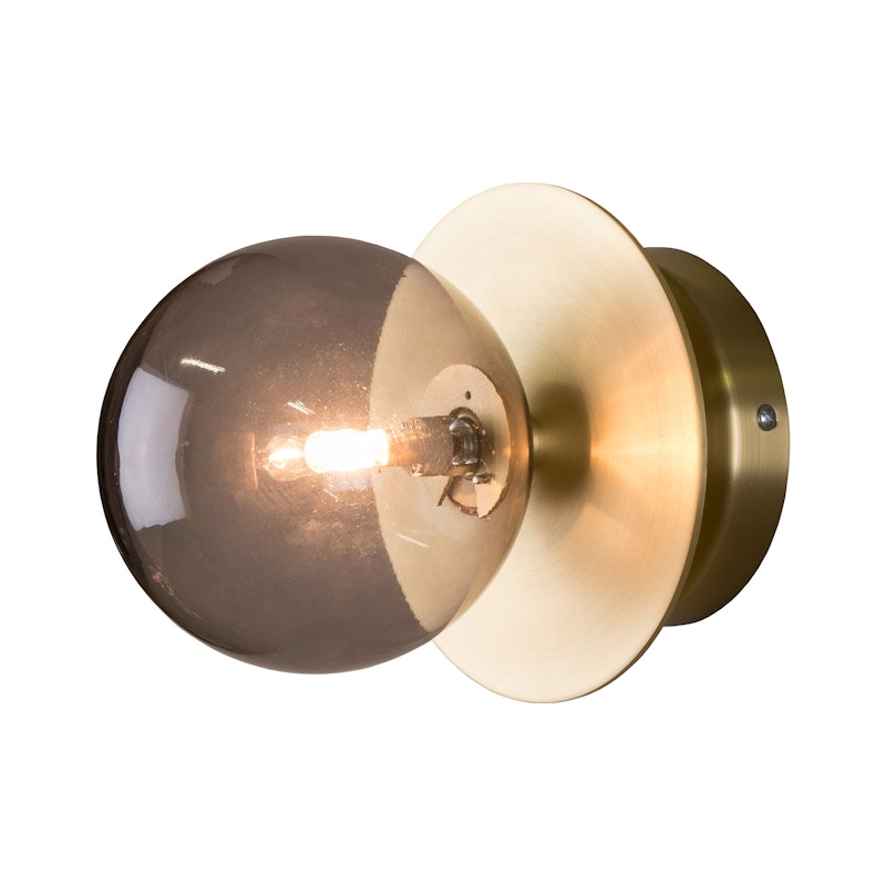 Art Deco Vegg-/Taklampe, Røykfarget / Messing