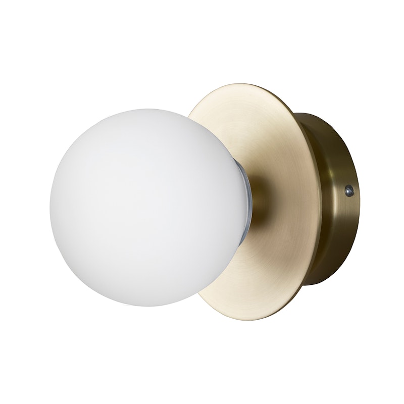 Art Deco Vegg-/Taklampe, Børstet Messing / Hvit