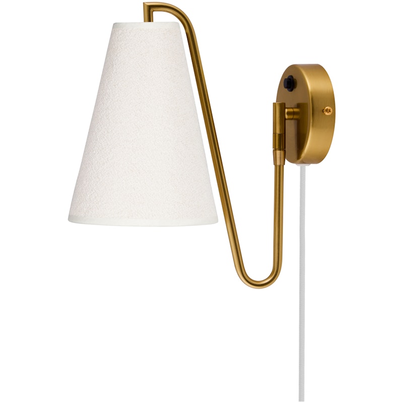 Lou Vegglampe, Hvit / Børstet Messing