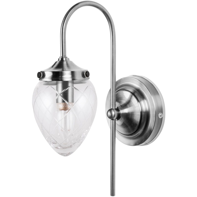 Juni Vegglampe IP44, Steel / Klar