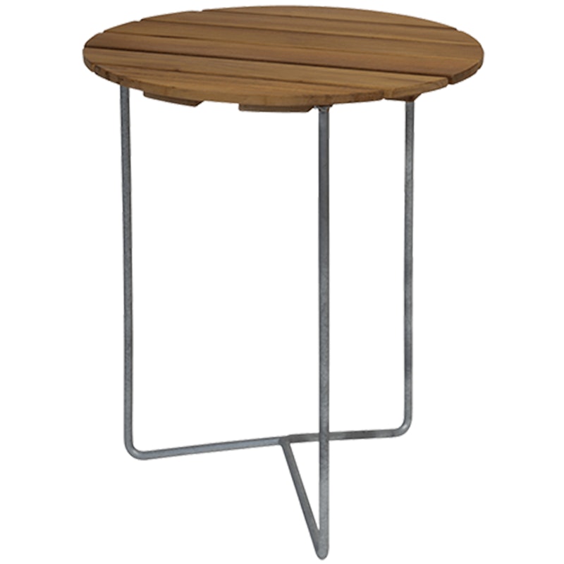 6B Bord Ø60 cm, Ubehandlet Eik / Varmgalvanisert Stål