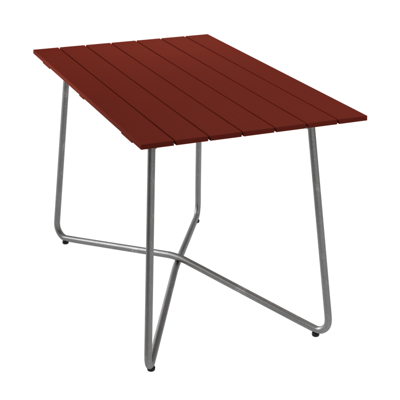 B25A Bord 70x120 cm, Mørkerød / Varmgalvanisert Stål