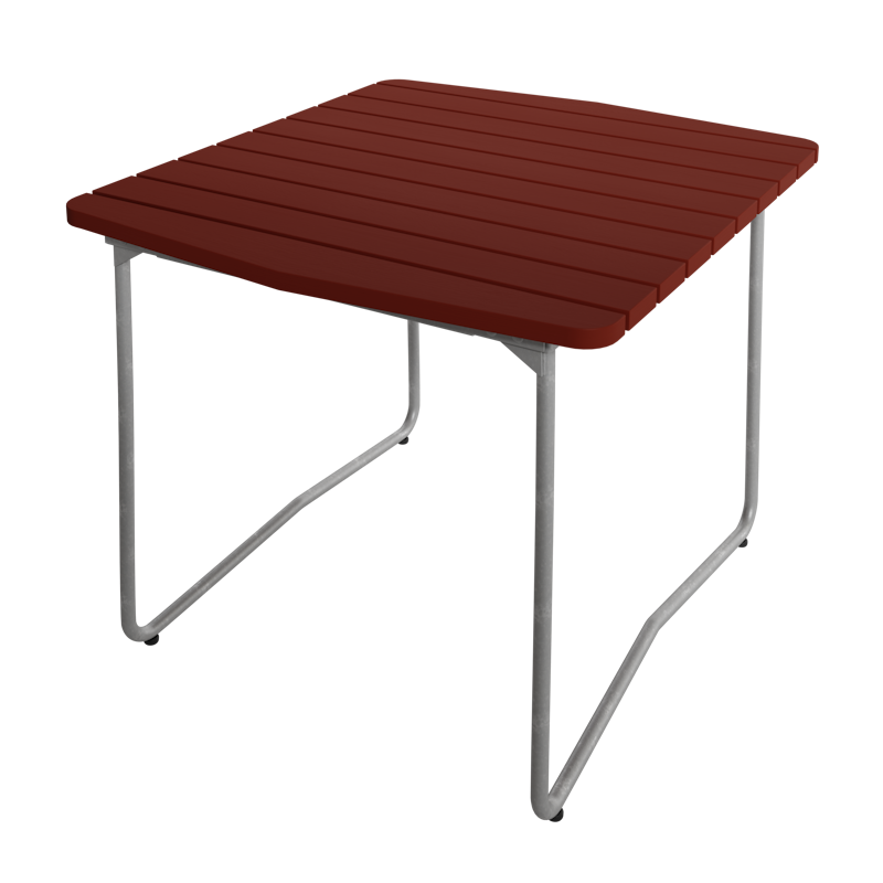 B31 Bord 84x92 cm, Mørkerød / Galvanisert Stål