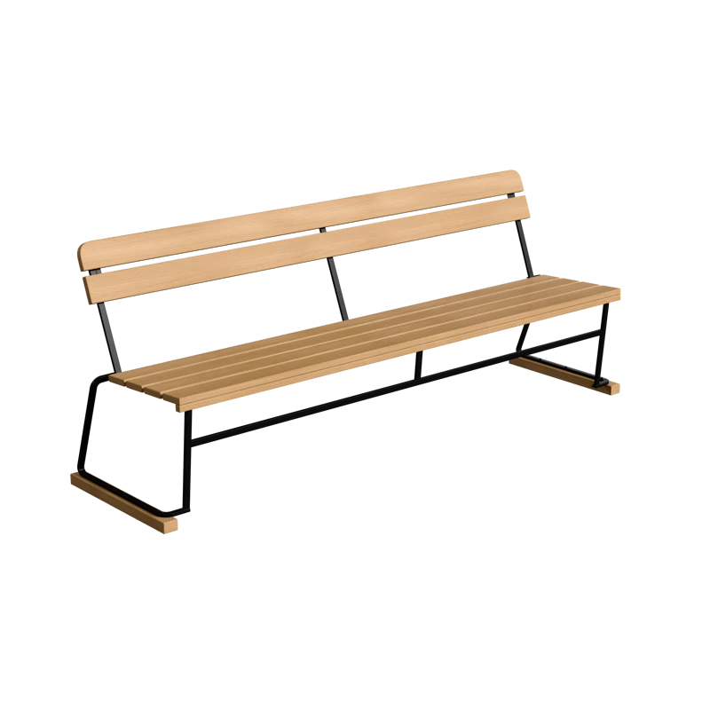 Sofa 5 204 cm, Oljet Eik / Sort Stål