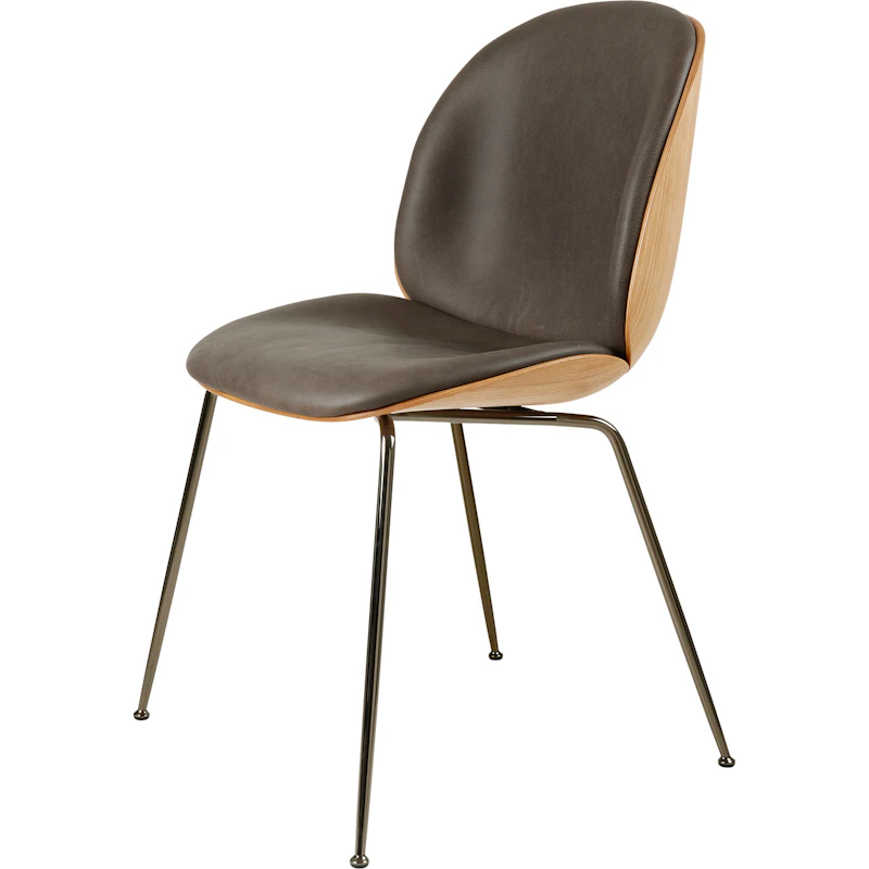 Beetle 3D Veneer Stol Eik/Chrome, Soft Leather Grey