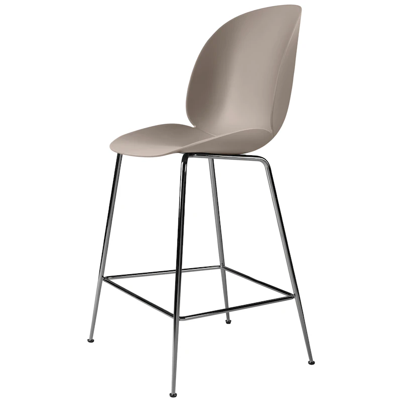 Beetle Barstol H65 cm, Sort Krom / Beige