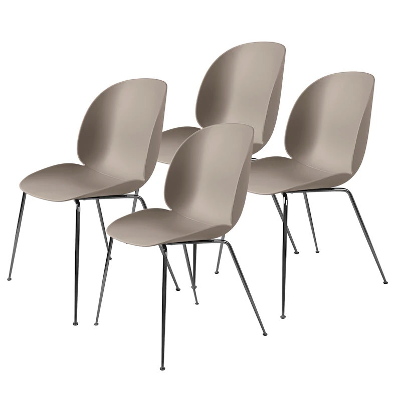 Beetle Conic Spisestol 4-pk, Antique Brass / Beige