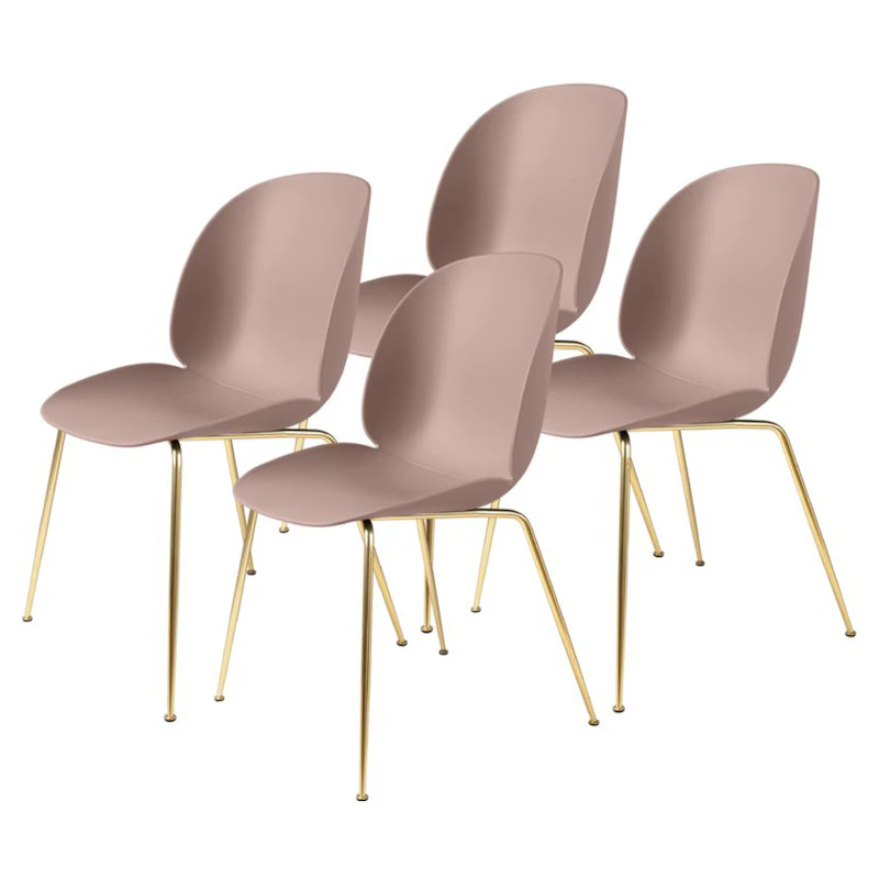 Beetle Conic Spisestol 4-pk, Messing / Rosa