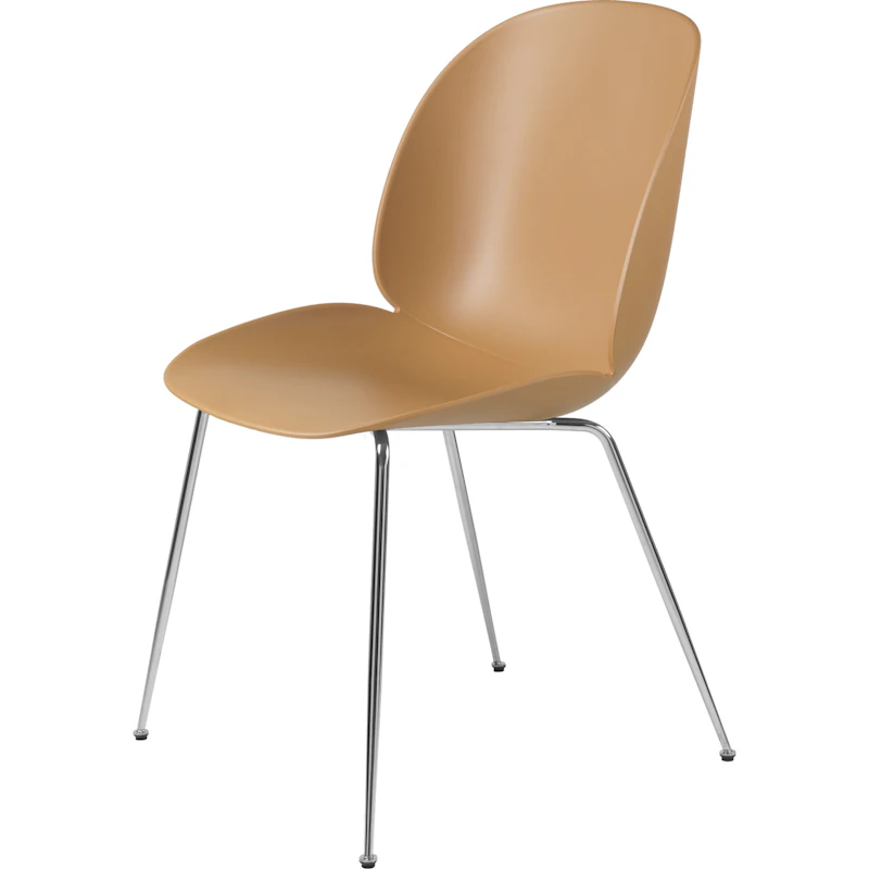 Beetle Stol Upolstret Conic Base Chrome, Amber Brown