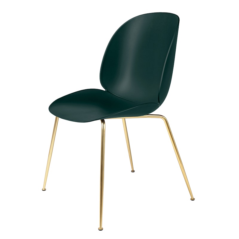 Beetle Stol Uten Trekk, Conic Base Messing, Grønn