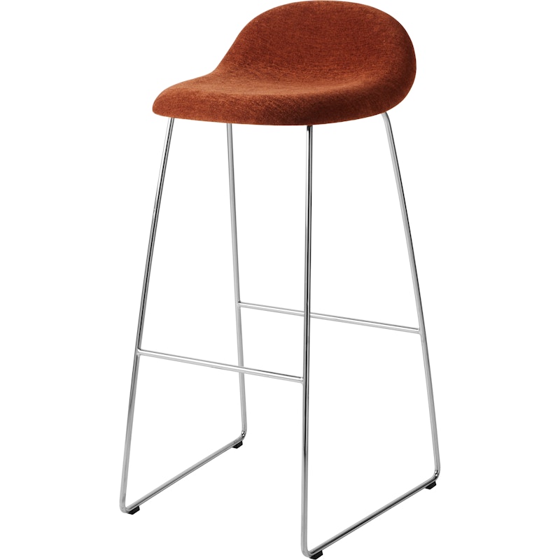 GUBI 3D Barstol H75, Rustfritt Stål / Belsuede Special Dedar 133