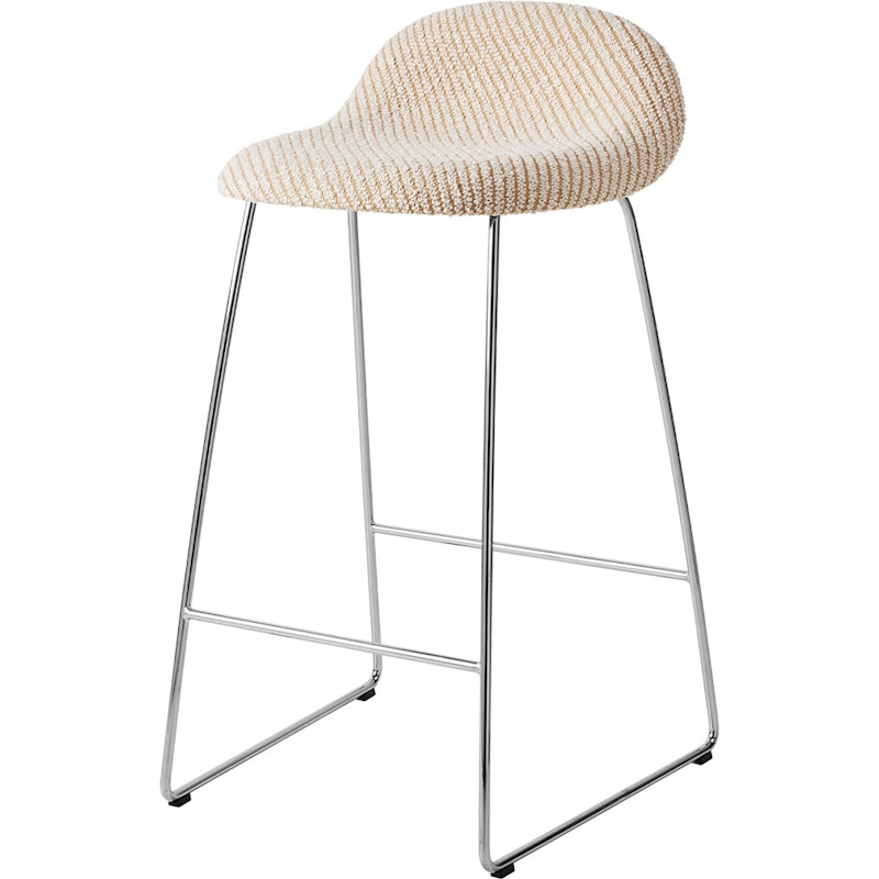 GUBI 3D Barstol H65, Rustfritt Stål / Lupo Special Diagonal Bouclé / Dedar 009