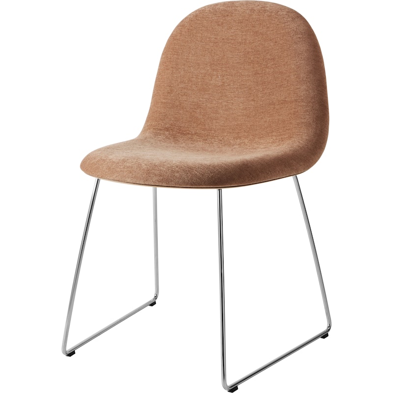 GUBI 3D Spisestol, Rustfritt Stål / American Walnut / Belsuede Special Dedar 132