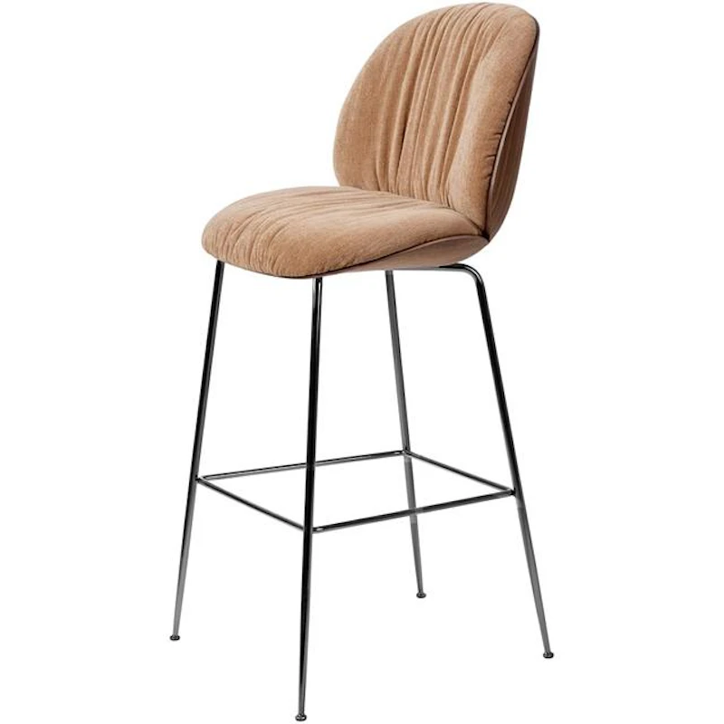 Beetle Soft Barstol H75 cm, Sort Krom / Belsuede Special FR
