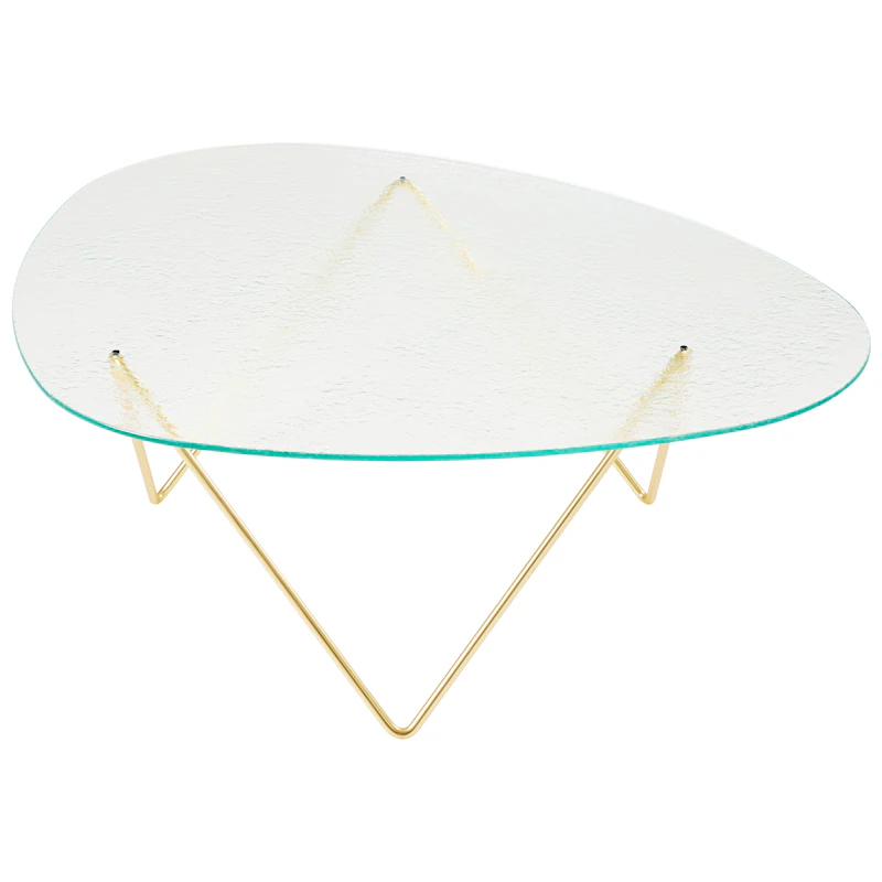 Pedrera Salongbord Strukturert Glass, Klar / Messing