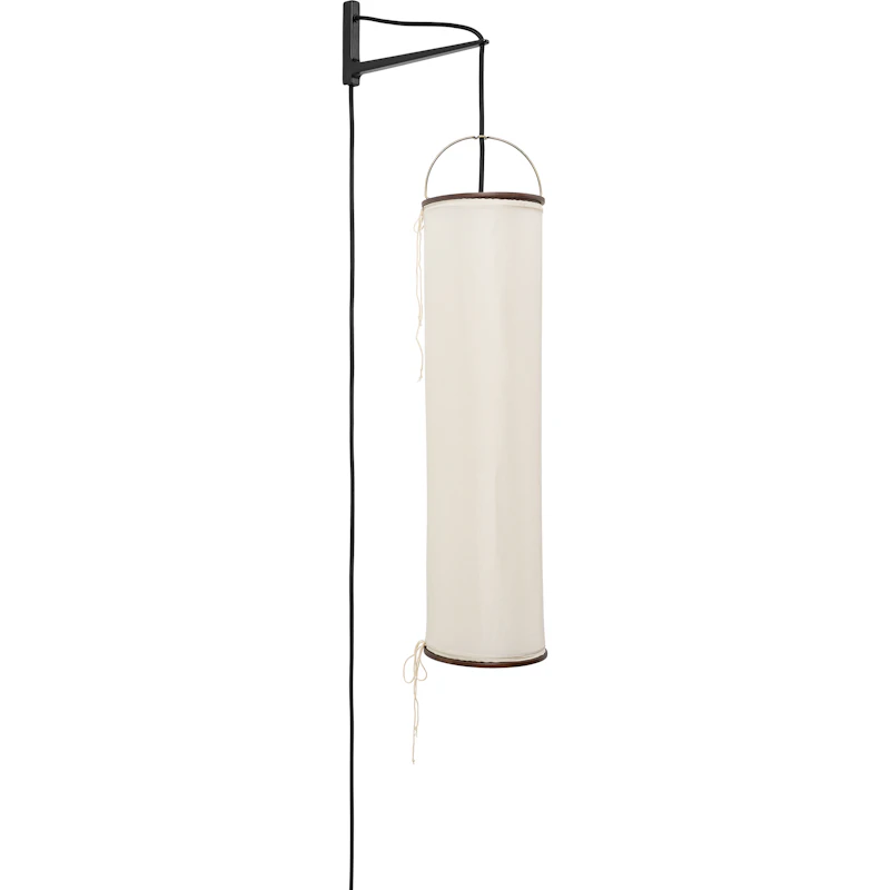 Silk Lantern Vegglampe, Natural White Silk / Sort