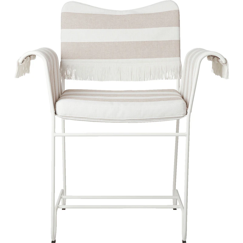 Tropique Spisestol med Frynser, Classic White Semi Matt / Leslie Stripe 40