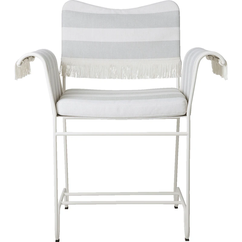 Tropique Spisestol med Frynser, Classic White Semi Matt / Leslie Stripe 20
