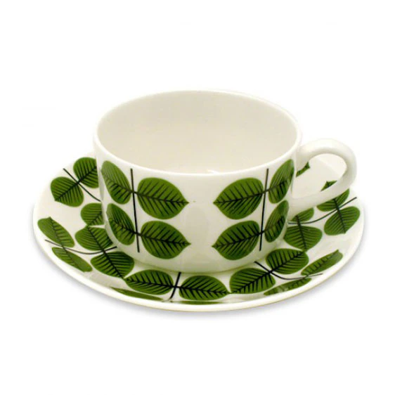 Gustavsberg Bers&aring; Kaffekopp Med Sk&aring;l Rett -  Kaffekopper Benporselen Gr&oslash;nn - 423340