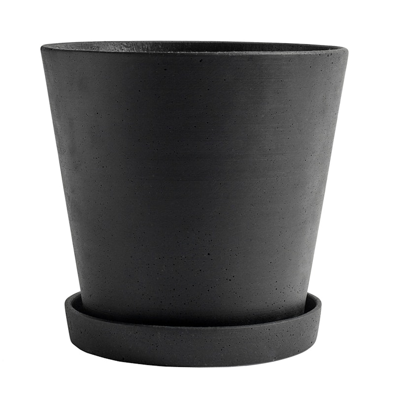 Flowerpot Krukke med Tallerken Svart, Ø26 cm XXL