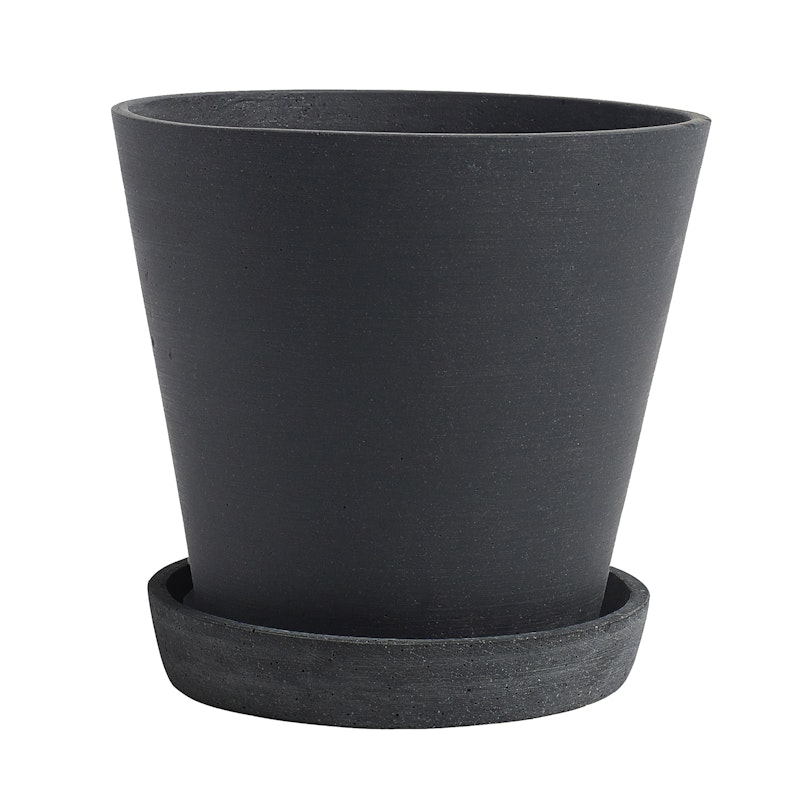 Flowerpot Krukke med Tallerken Svart, Ø17.5 cm L