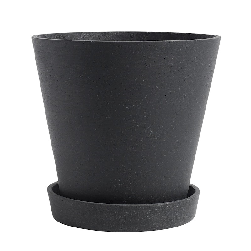 Flowerpot Krukke med Tallerken Svart, Ø21.5 cm XL