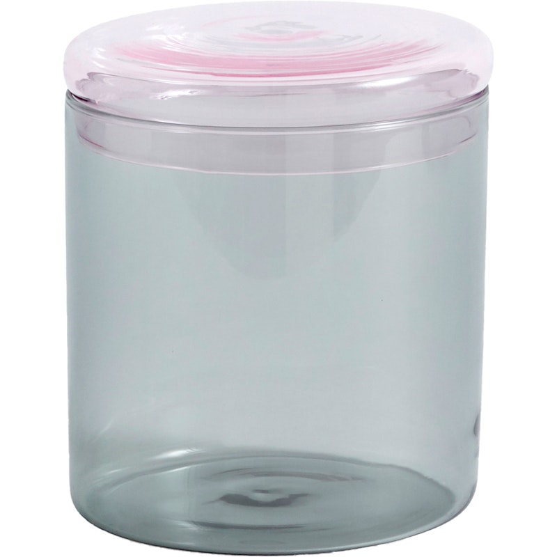 Borosilicate Krukke L Ø12x13,5 cm, Grå/Light Pink