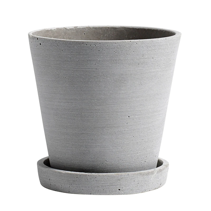 Flowerpot Krukke med Tallerken Grå, Ø14 cm M