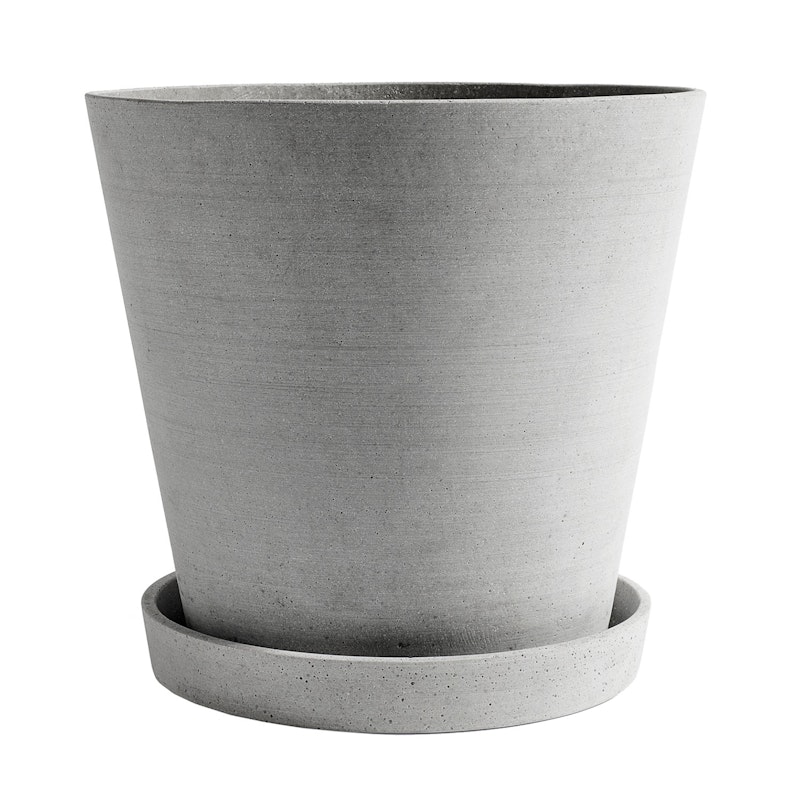 Flowerpot Krukke med Tallerken Grå, Ø34 cm XXXL