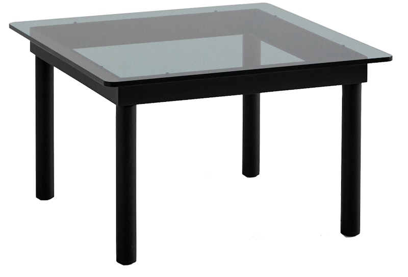 Kofi Sidebord 60x60 cm, Sort Vannbasert Lakkert Eik / Gråtonet Glass