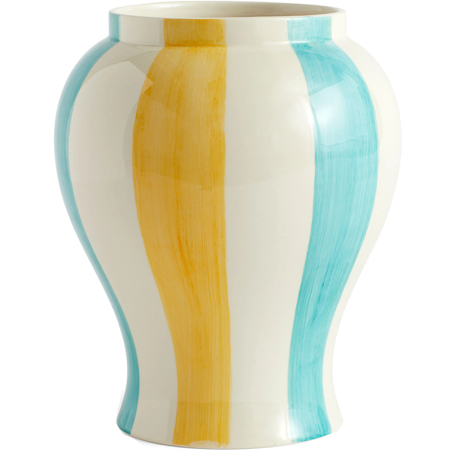Hay Sobremesa Stripe Vase 25 Cm /Gul -  Vaser Stengods Gr&oslash;nn - AB615-A603-AC67