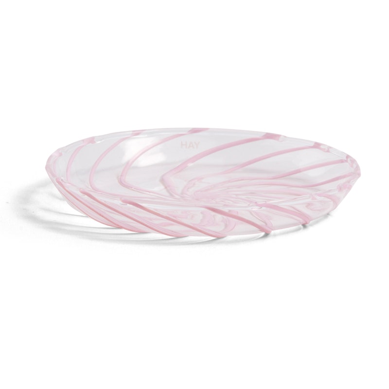 Spin Tallerken 2-pk, Klar / Rosa Stripe