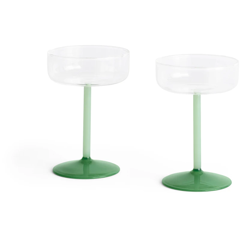Tint Champagneglass 2-pk, Klar / Jadegrønn