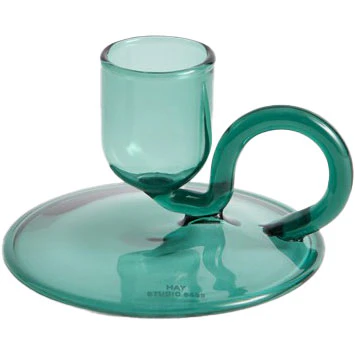 Hay Tiny Candleholder Curved  -  Lysestaker Borosilikatglass Aqua - AE357-D439-AF97