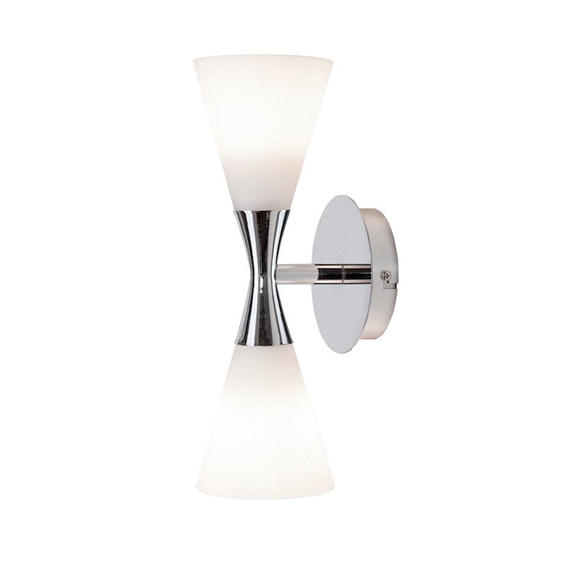 Harlekin Duo Vegglampe, Krom/Hvit