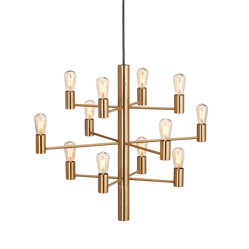Manola 12 Lysekrone Dimmebar LED, Satin Brass