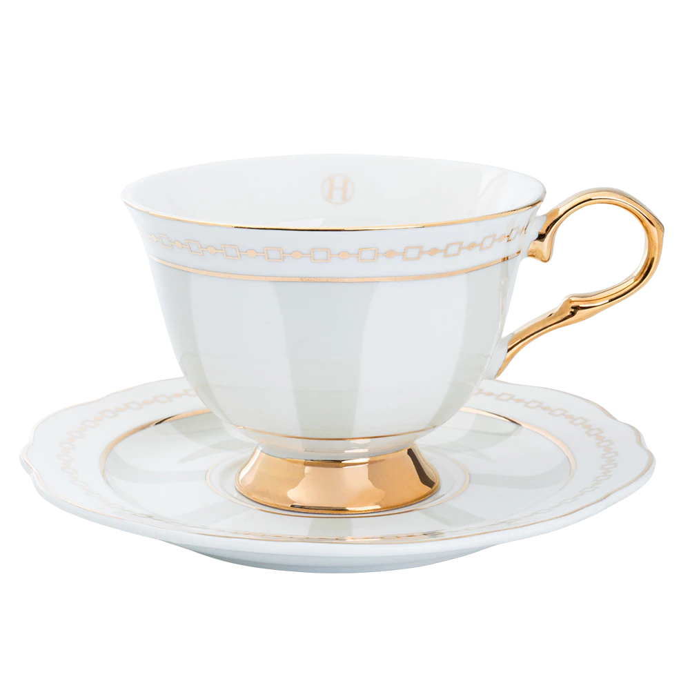 Hilke Collection Anima Kopp Med Tallerken  -  Kaffekopper Porselen Greige - CS202501TA