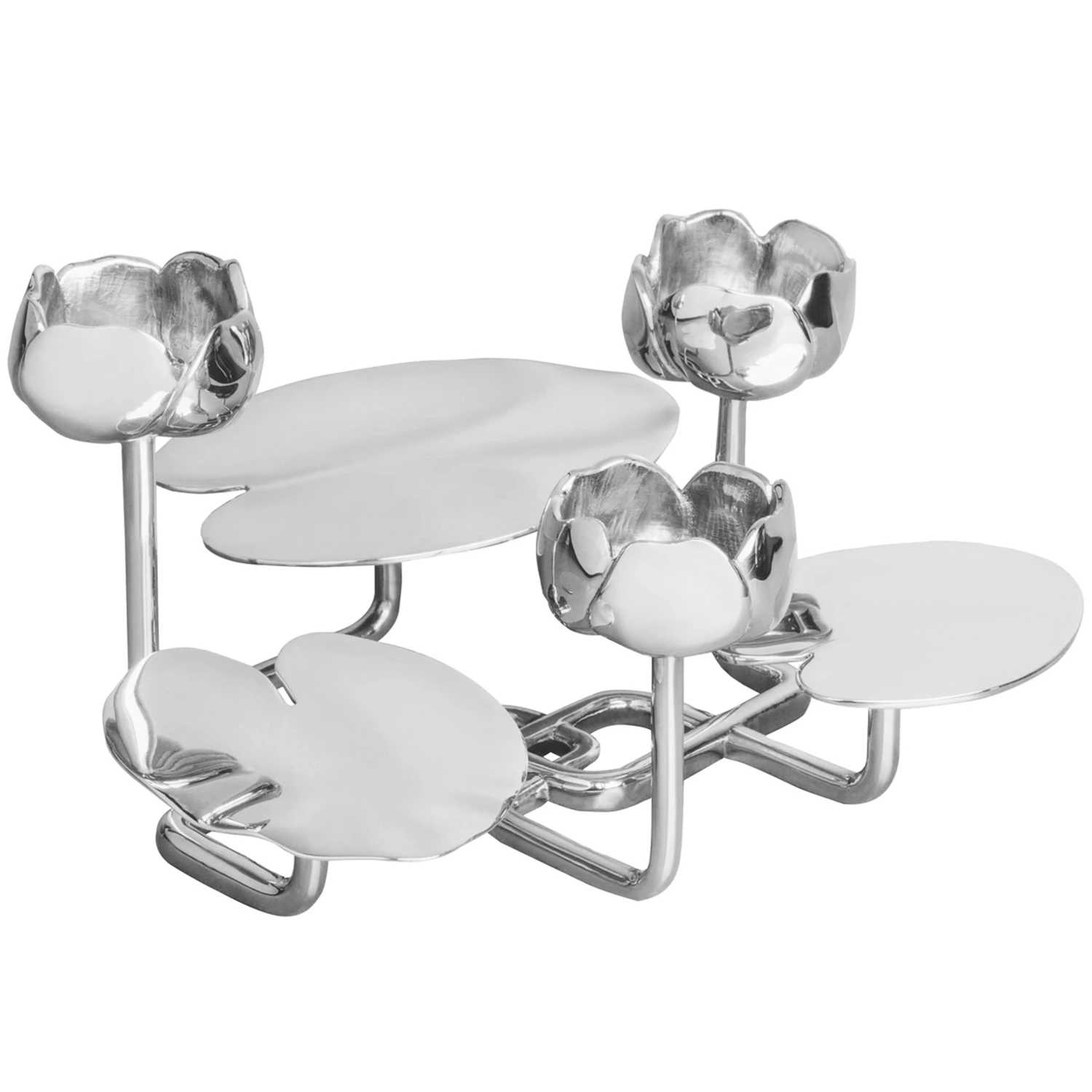 Hilke Collection Ninfea Grande Lysestake Nickel Plated -  Lysestaker Messing Silver - HL03NI-NP