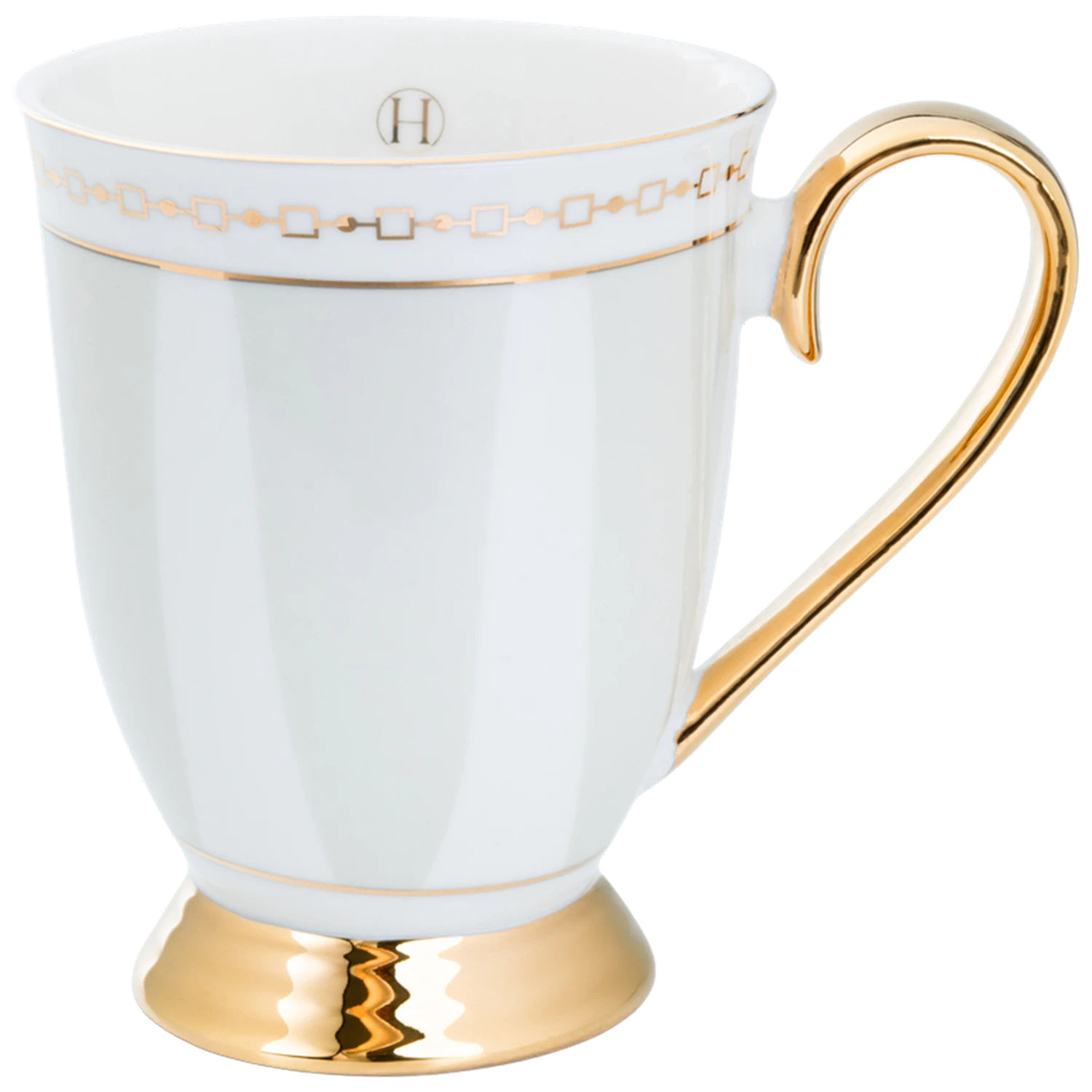 Hilke Collection Strisce Krus Med Fot  -  Kaffekopper Benporselen Greige - M202505TA