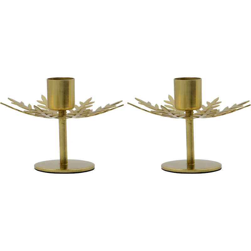 Snowflake Lysestake 2-pk, Antique Brass