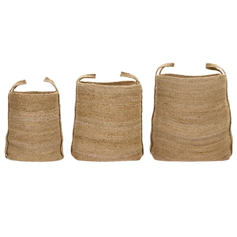Stella Oppbevaringskurv 3-pk, Sort/Naturfarget