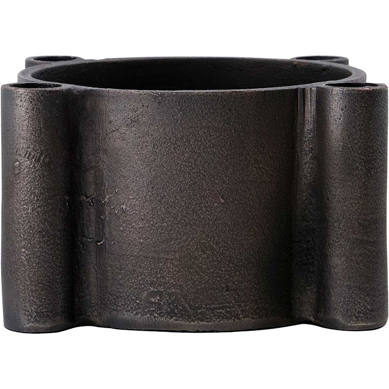 Four Lysestake Ø15x10 cm, Antikk Kobber