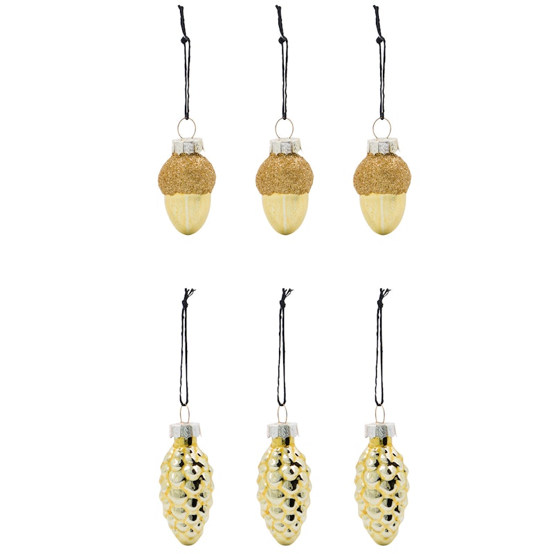 Glint Julepynt 6-pk, Gull