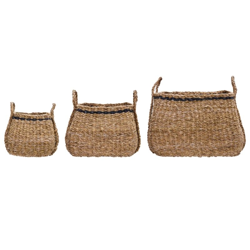 Laine Oppbevaringskurv 3-pk, Sort/Naturfarget