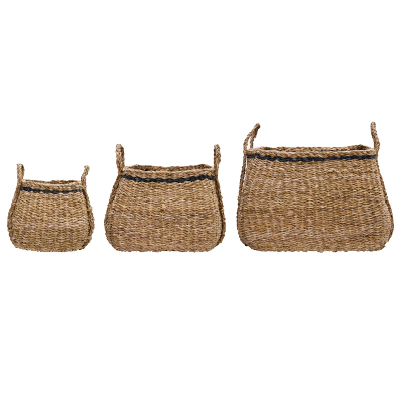 Laine Oppbevaringskurv 3-pk, Sort/Naturfarget