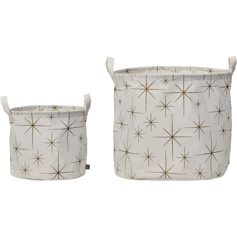 Stars Oppbevaringskurv 2-pk, Off-white / Gull