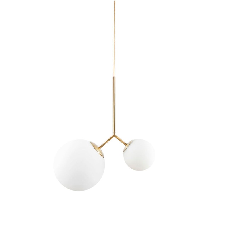 Twice Taklampe, Messing/Opalhvit